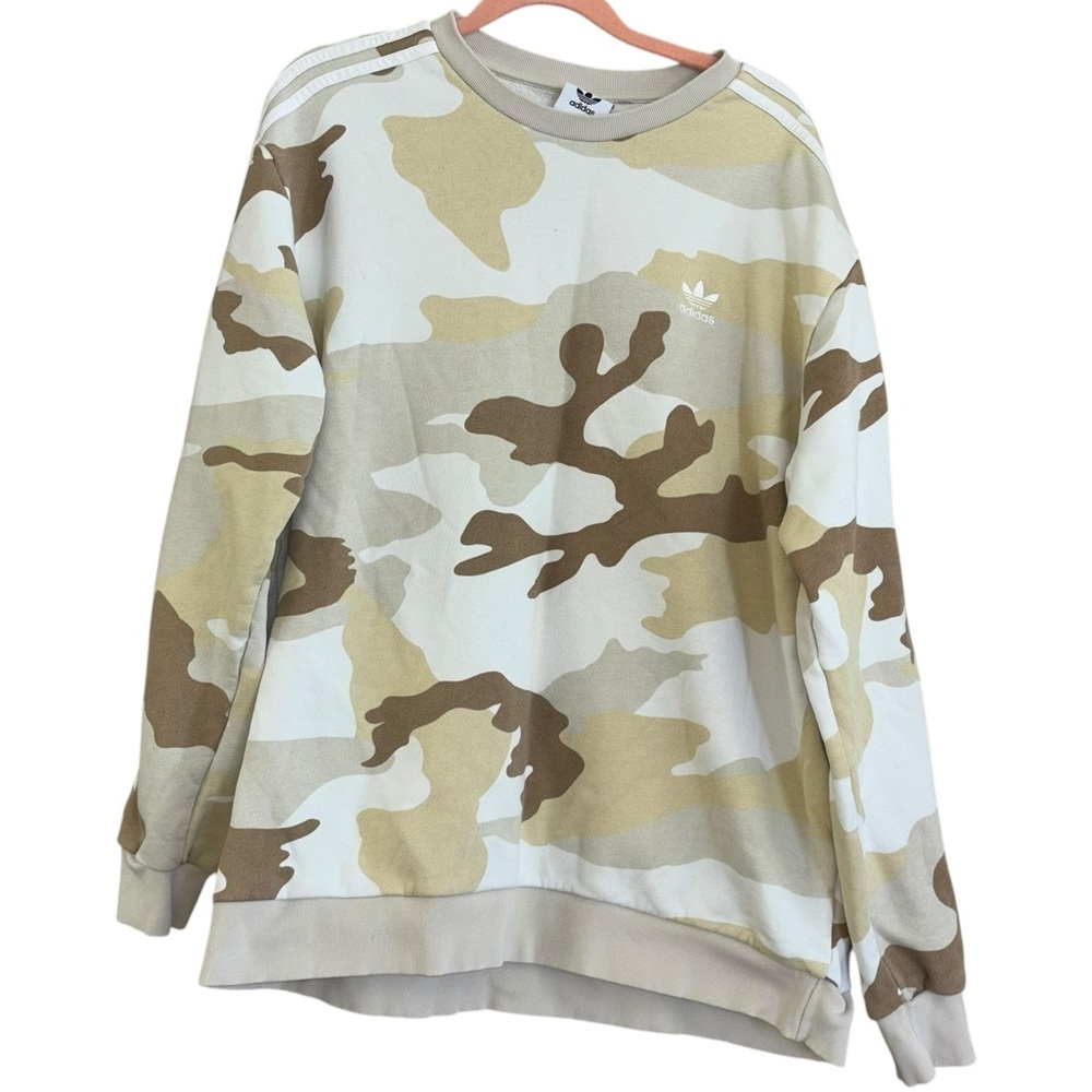 Adidas Tan White Camo Crewneck Sweatshirt Men’s XL Comfortable Cozy Casual Top - Picture 4 of 15